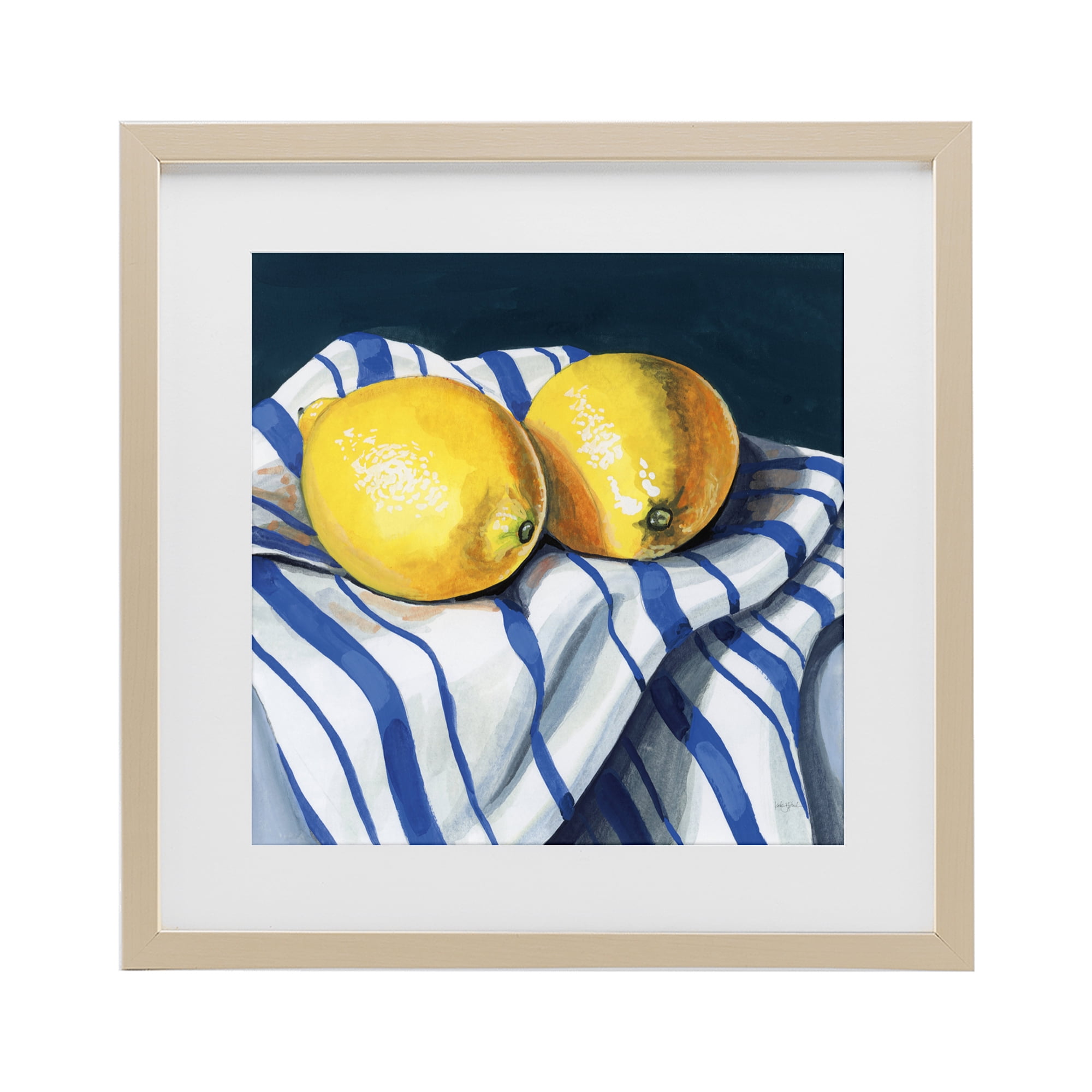Stupell Industries Fresh Kitchen Lemons on Dishtowel Birch Framed Print Under Glass, design by Kate Jarvik Birch