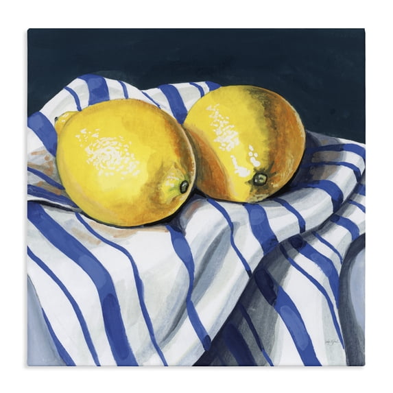 Stupell Industries French Country Fresh Kitchen Lemons on Dishtowel Canvas Art, 17 x 17, by Kate Jarvik Birch