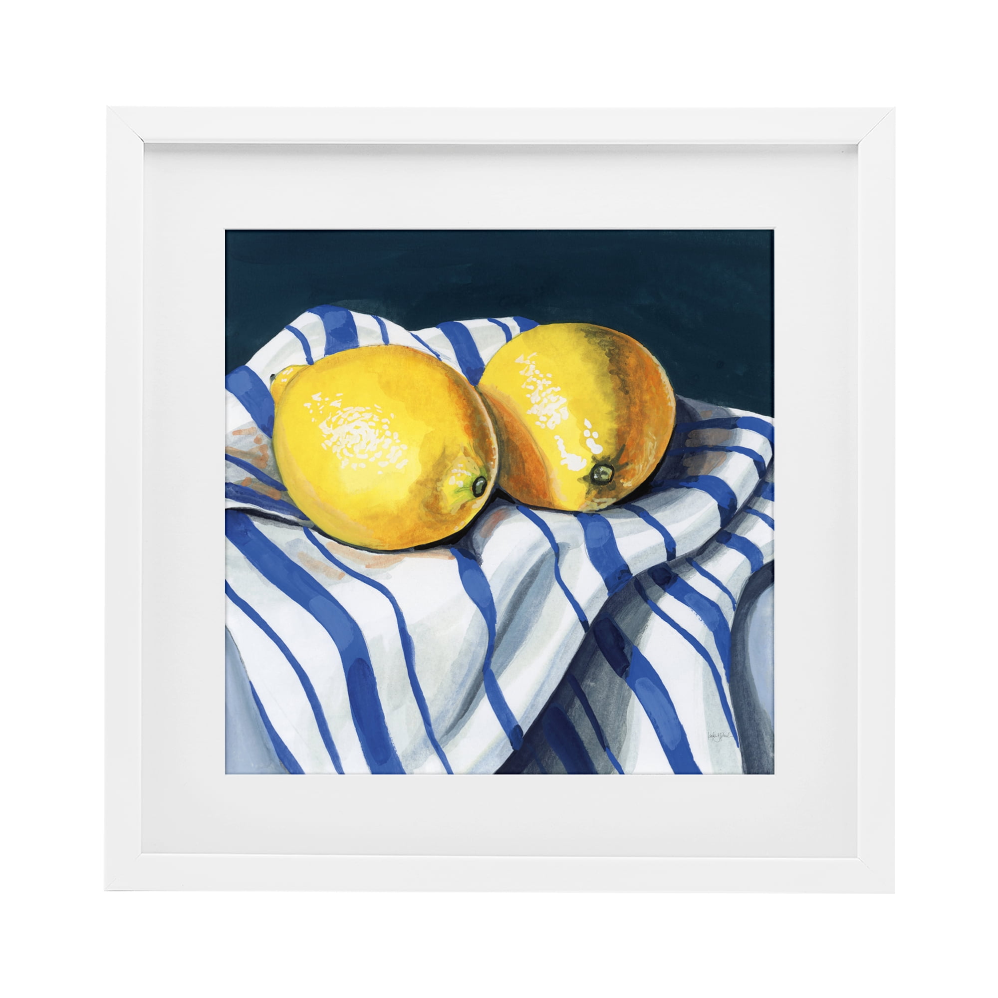Stupell Industries Fresh Kitchen Lemons on Dishtowel White Framed Print Under Glass, design by Kate Jarvik Birch