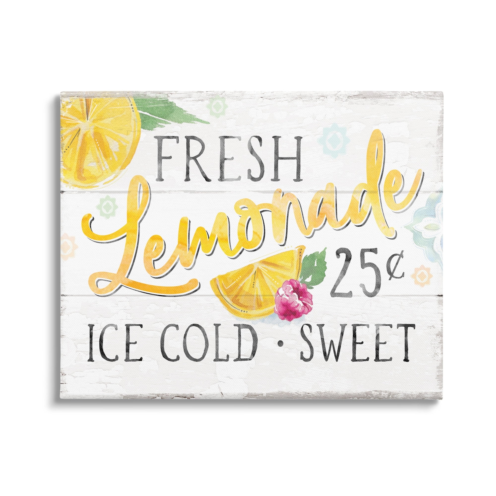 Stupell Industries Fresh Lemonade Rustic Country Citrus Fruit Sign Canvas Wall Art, 48 x 36, Design by Courtney Morgenstern