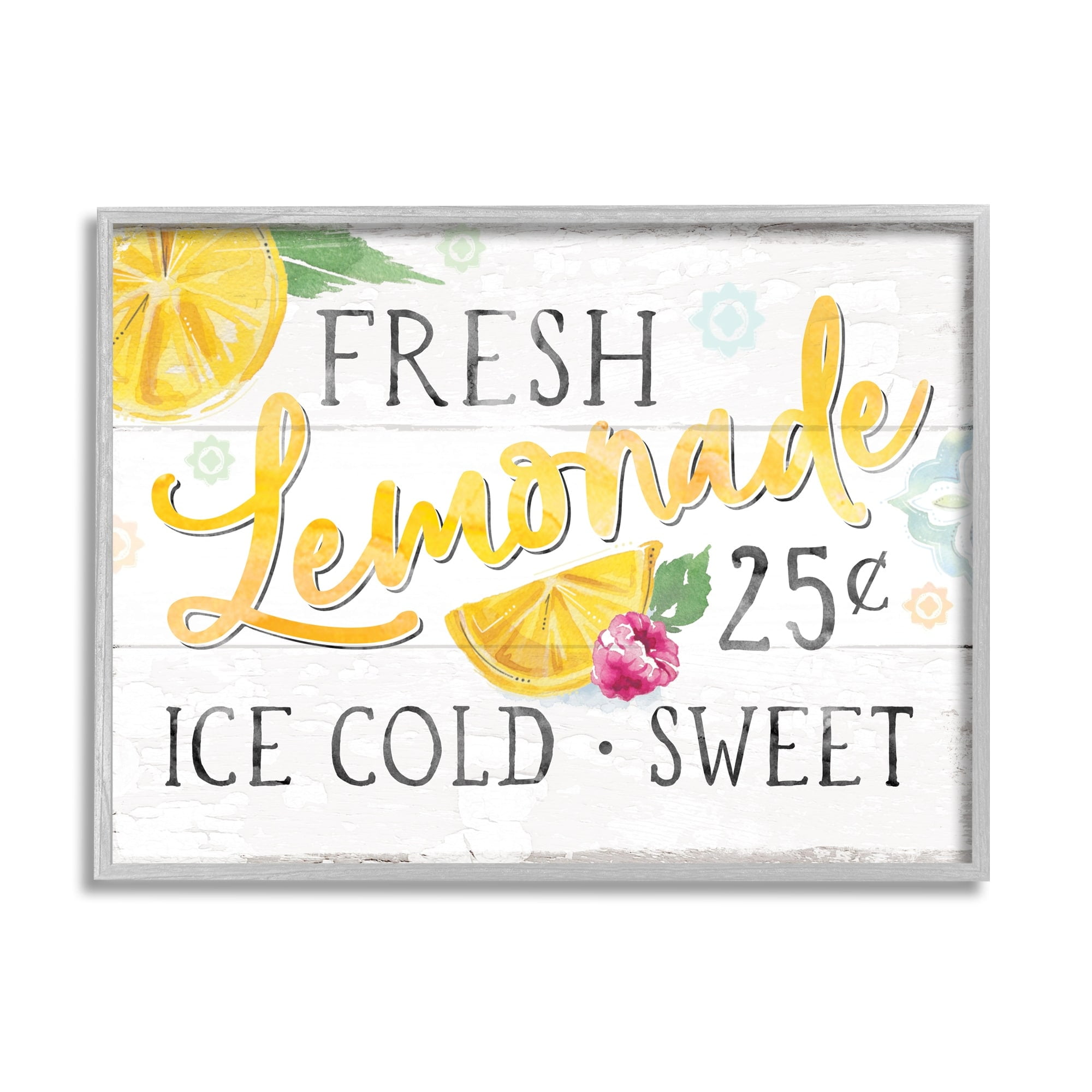 Stupell Industries Fresh Lemonade Rustic Country Citrus Fruit Sign Framed Wall Art, 14 x 11, Design by Courtney Morgenstern