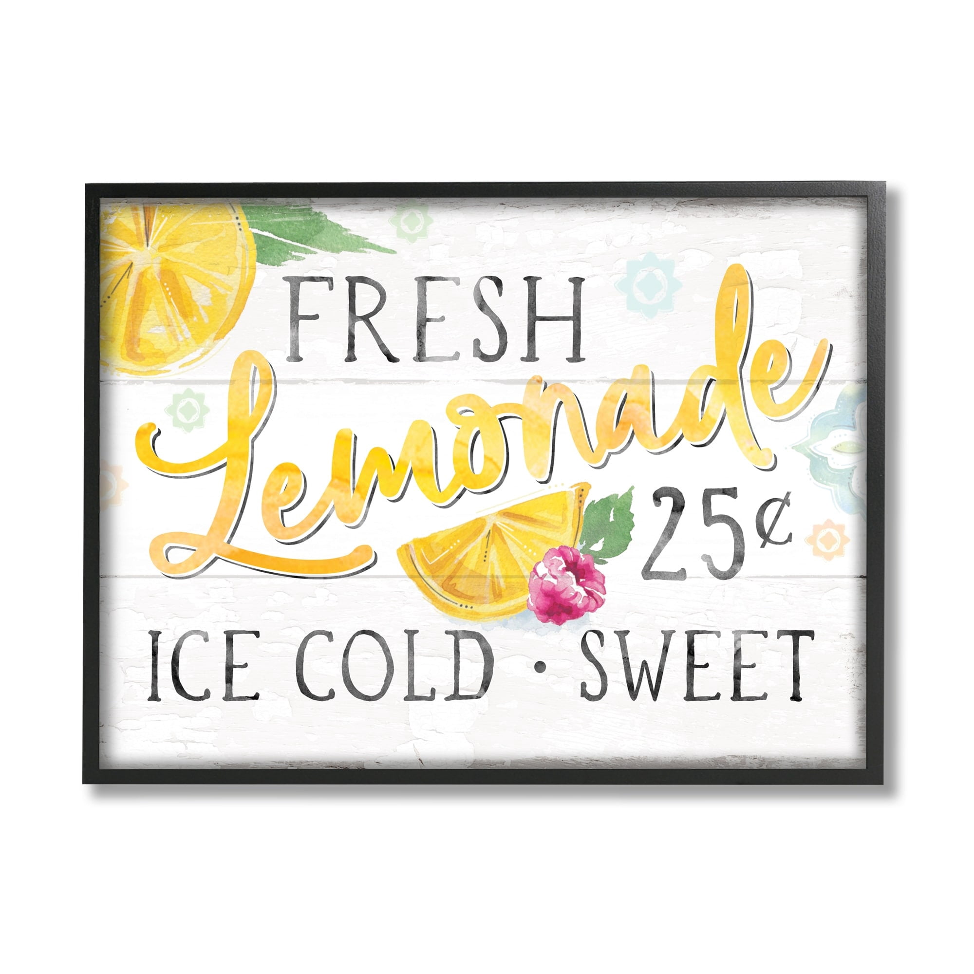 Stupell Industries Fresh Lemonade Rustic Country Citrus Fruit Sign Framed Wall Art, 20 x 16, Design by Courtney Morgenstern