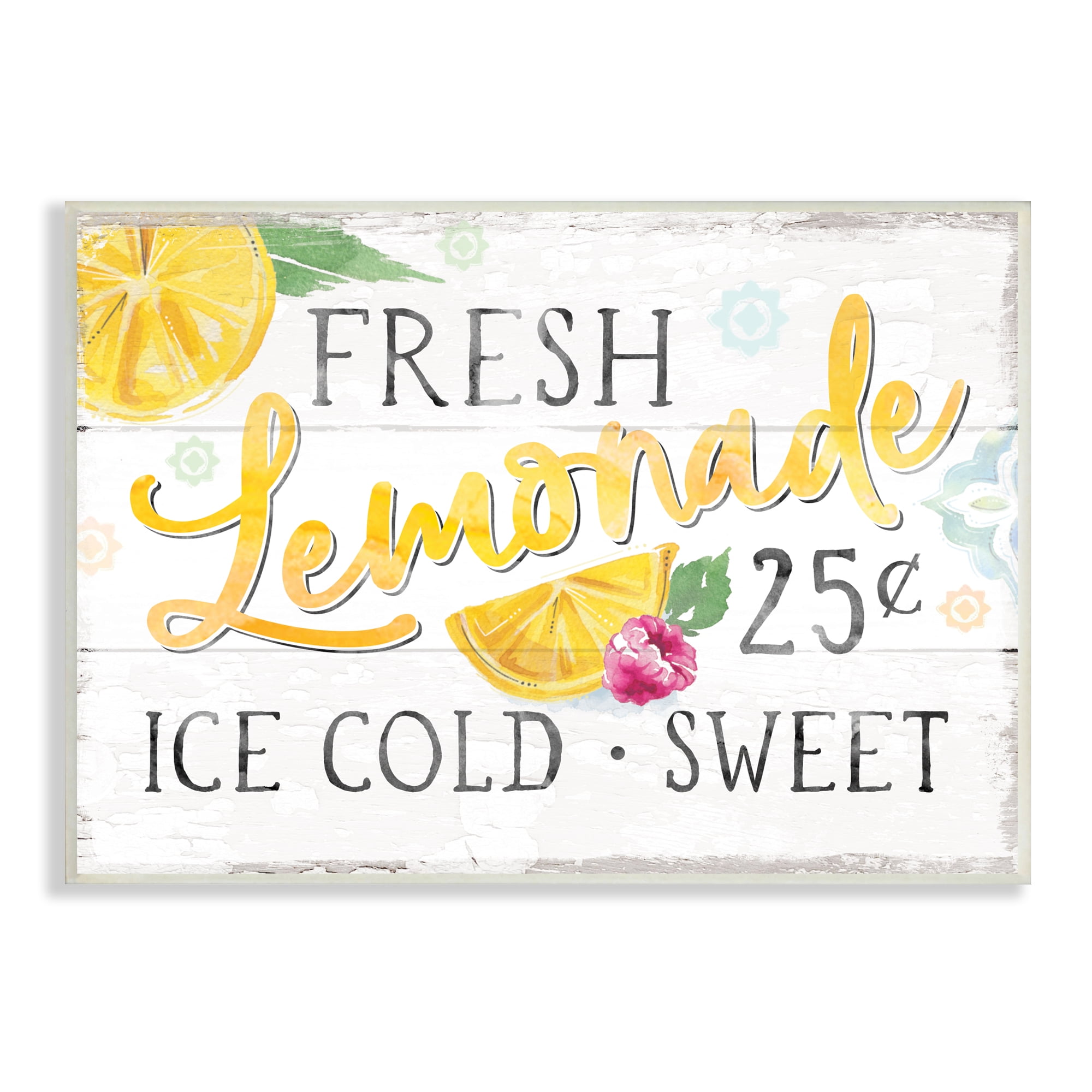 Stupell Industries Fresh Lemonade Rustic Country Citrus Fruit Sign Wood Wall Art, 19 x 13, Design by Courtney Morgenstern