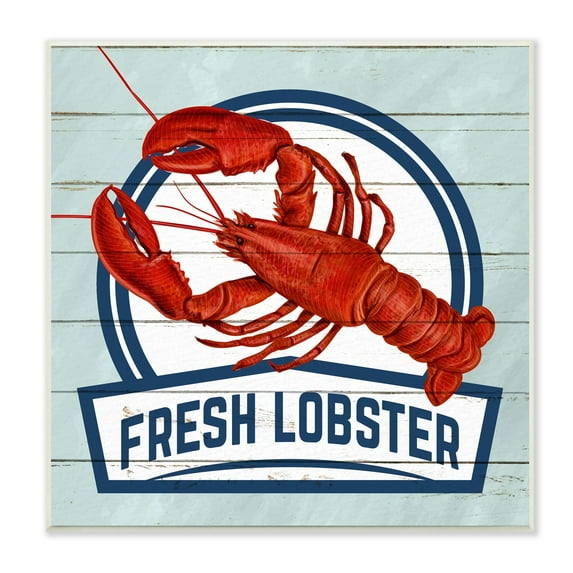 Stupell Industries Fresh Lobster Sign Grain Pattern Rustic Beach House , 12 x 12, Design by Kim Allen