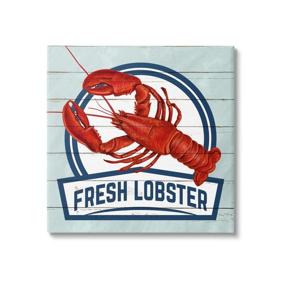 Stupell Industries Fresh Lobster Sign Grain Pattern Rustic Beach House , 17 x 17, Design by Kim Allen