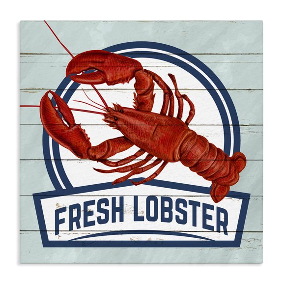 Stupell Industries Traditional Fresh Lobster Sign Grain Pattern Rustic Beach House Canvas Art, 17 x 17, by Kim Allen
