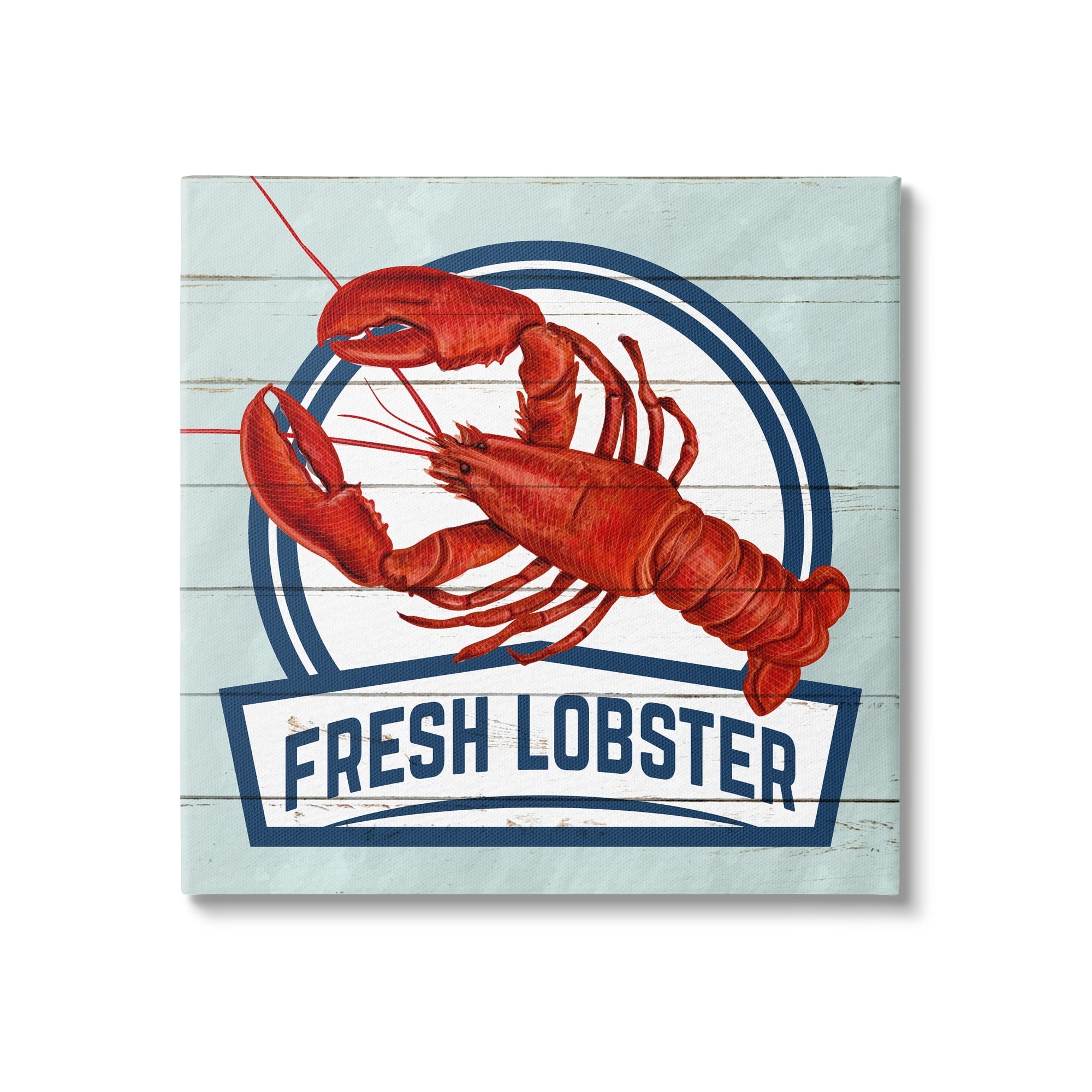 Stupell Industries Fresh Lobster Sign Grain Pattern Rustic Beach House , 24 x 24, Design by Kim Allen