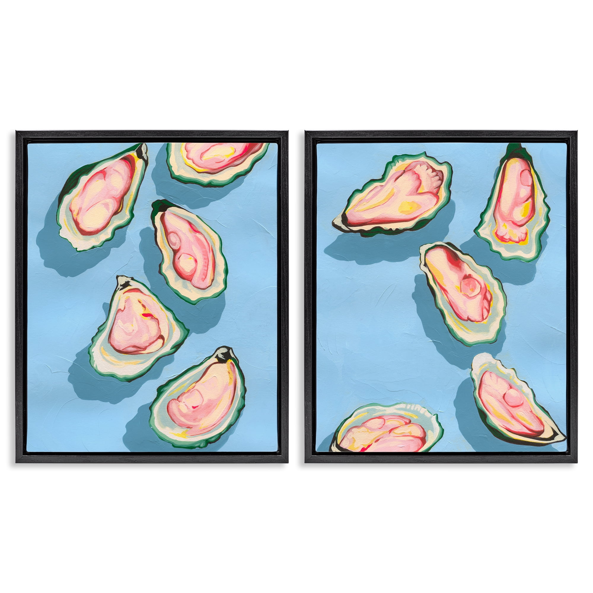 Stupell Industries Fresh Oyster Appetizer Nautical & Beach Painting Black Floater Framed Canvas Art Print Wall Art, 31 x 25, Set of 2