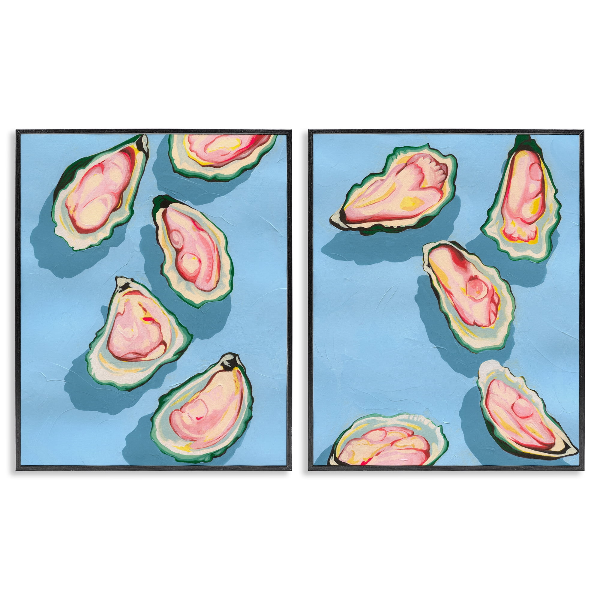 Stupell Industries Fresh Oyster Appetizer Nautical & Beach Painting Black Framed Art Print Wall Art, 16 x 20, Set of 2