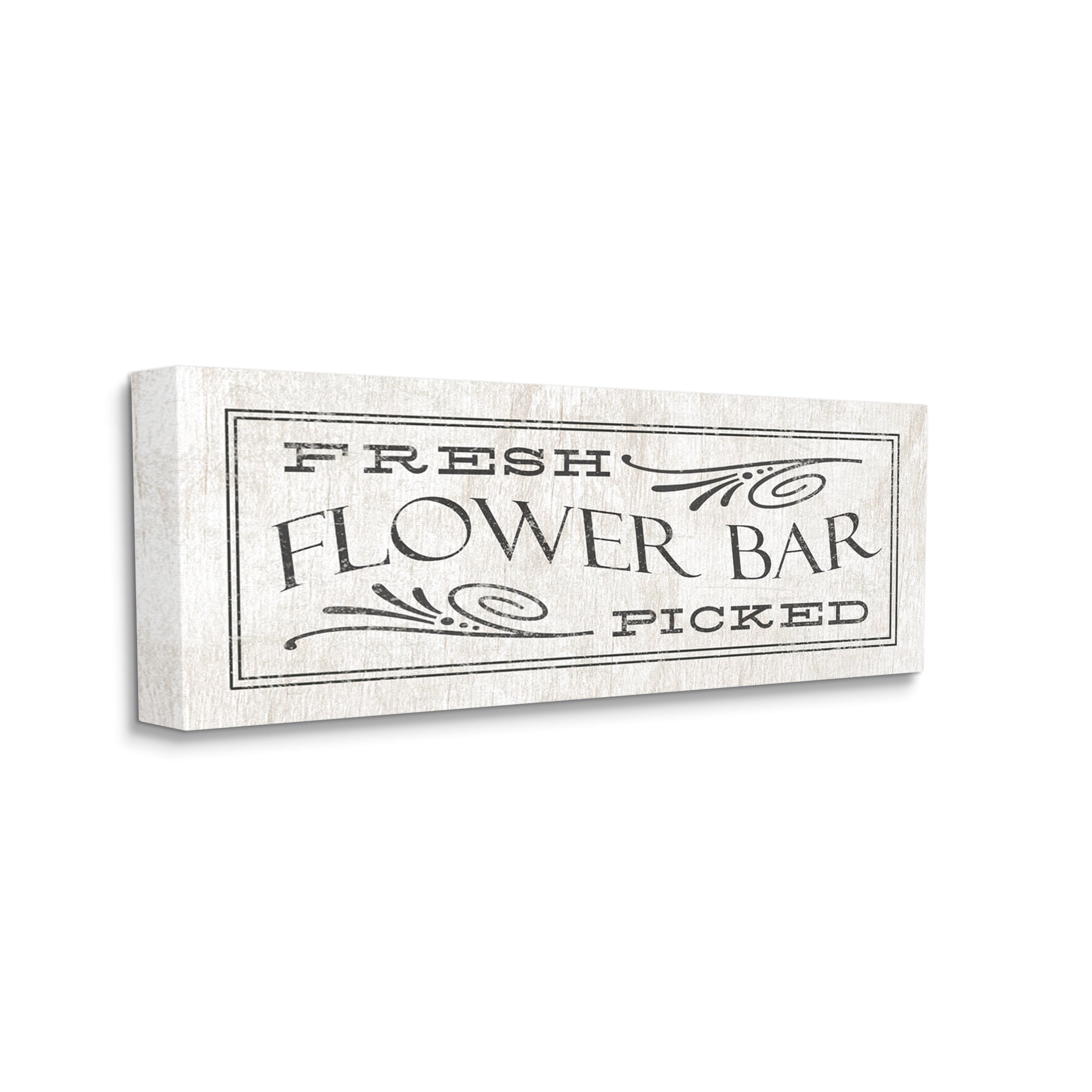 Stupell Industries Fresh Picked Flower Bar Sign Vintage Boutique Florals Botanical & Floral Painting Gallery Wrapped Canvas Print Wall Art, 20 x 48