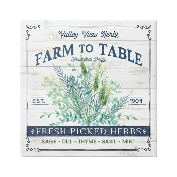 Stupell Industries Fresh Picked Herbs Phrase Botanical & Floral Painting Gallery Wrapped Canvas Print Wall Art, 17 x 17