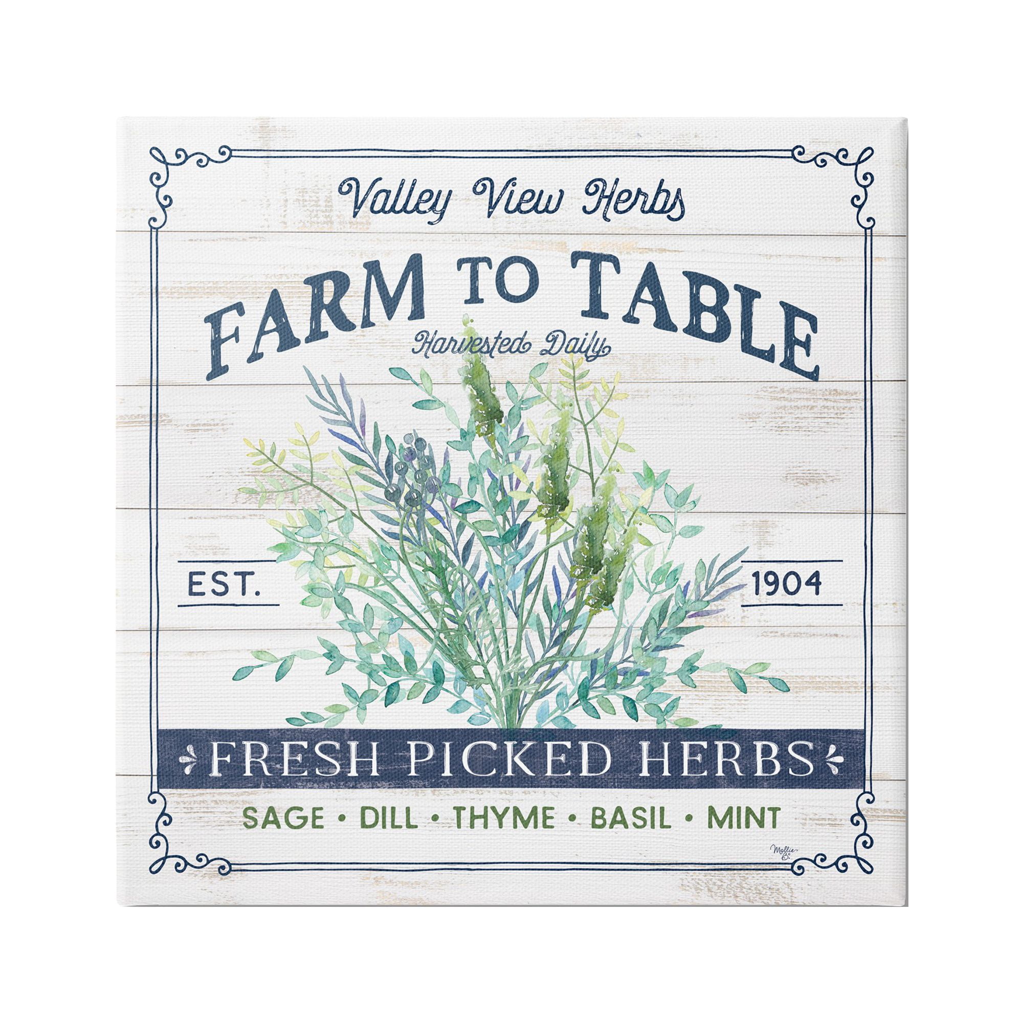 Stupell Industries Fresh Picked Herbs Phrase Botanical & Floral Painting Gallery Wrapped Canvas Print Wall Art, 24 x 24