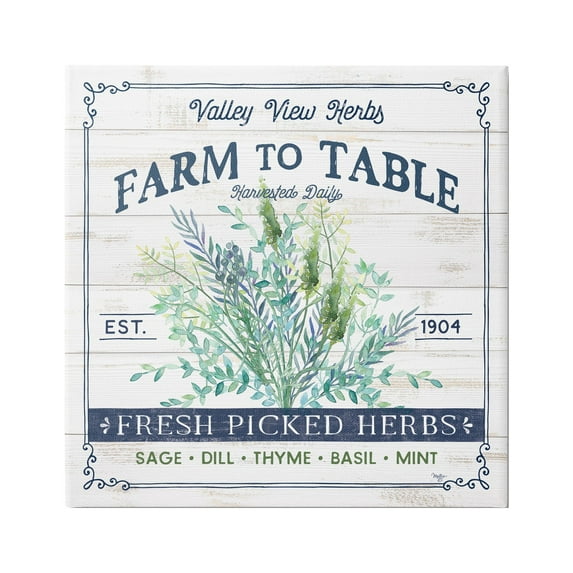 Stupell Industries Fresh Picked Herbs Phrase Botanical & Floral Painting Gallery Wrapped Canvas Print Wall Art, 30 x 30