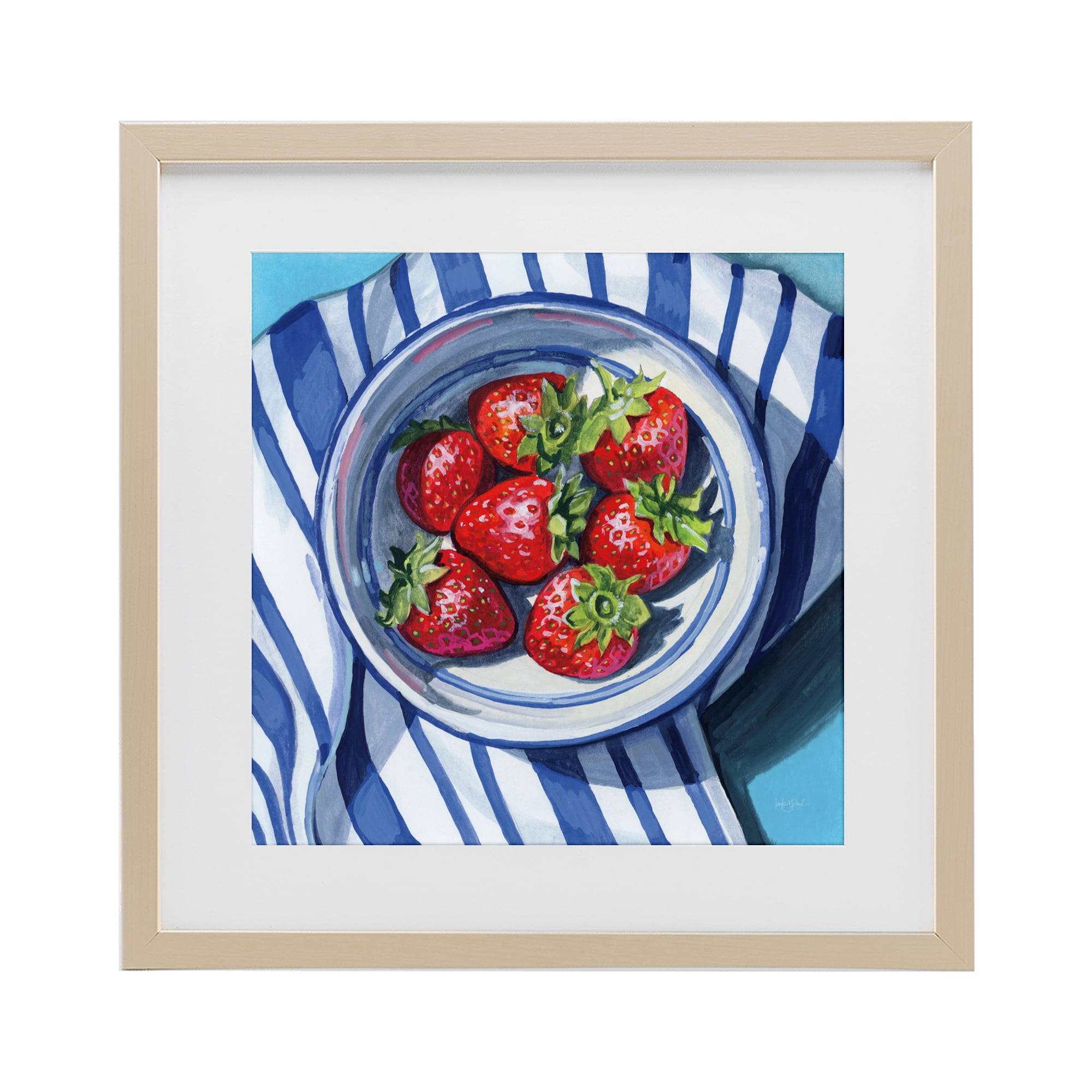 Stupell Industries Fresh Picked Kitchen Strawberries Birch Framed Print Under Glass, design by Kate Jarvik Birch