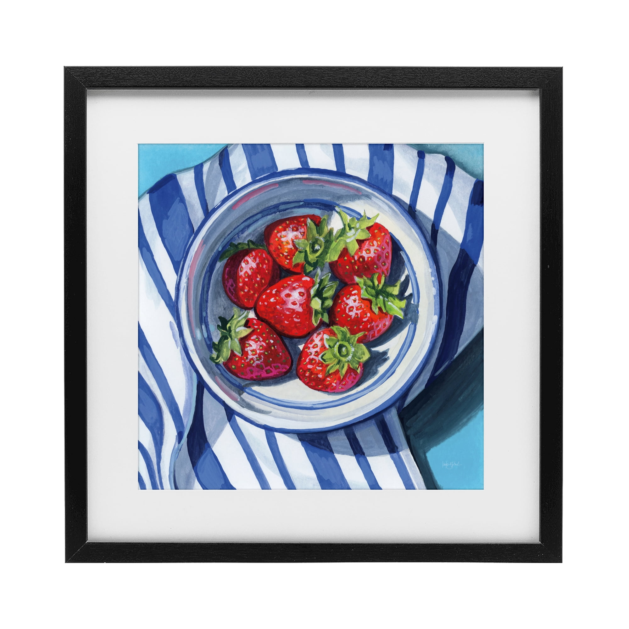 Stupell Industries Fresh Picked Kitchen Strawberries Black Framed Print Under Glass, design by Kate Jarvik Birch