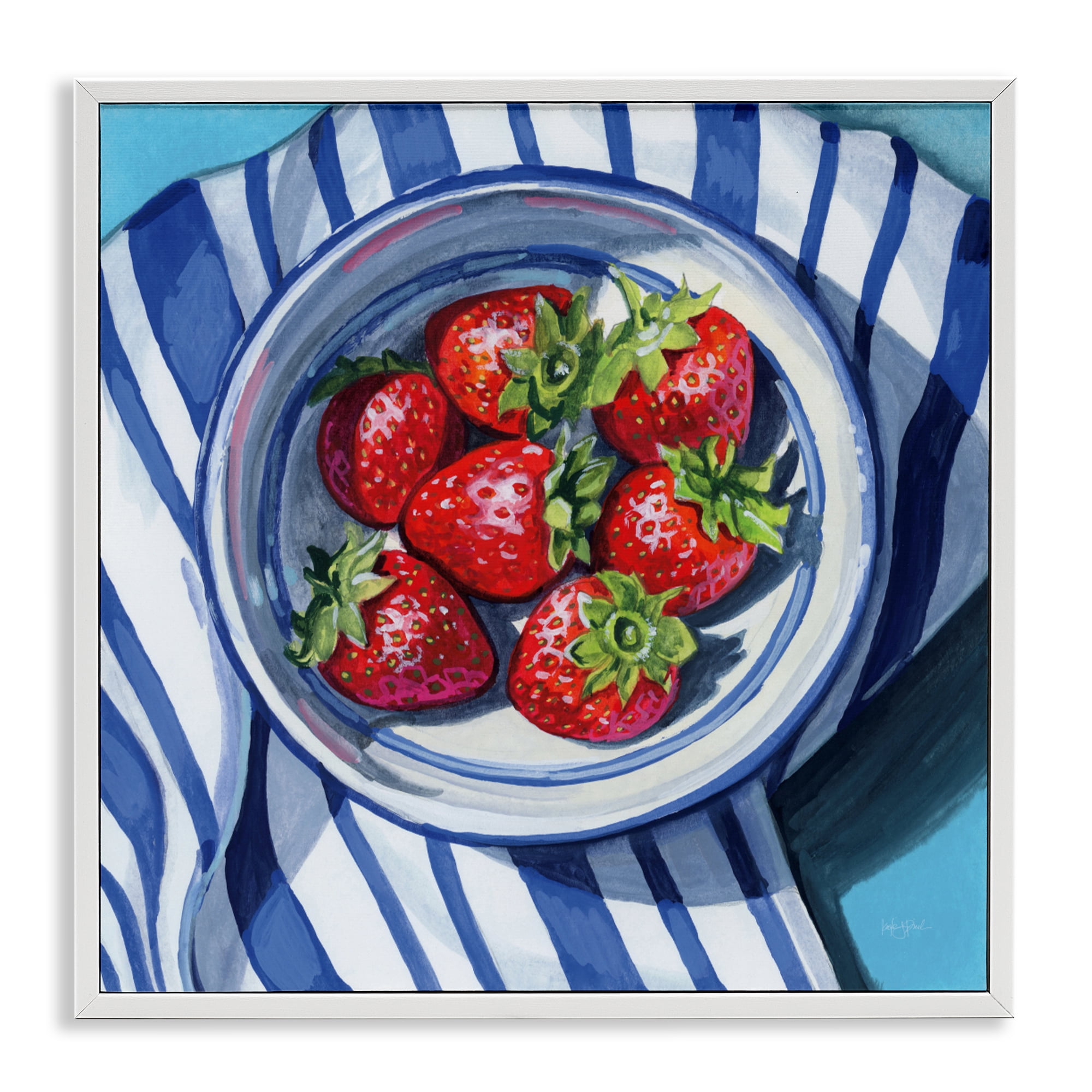 Stupell Industries Fresh Picked Kitchen Strawberries White Framed Giclee Art, design by Kate Jarvik Birch