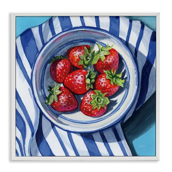 Stupell Industries French Country Fresh Picked Kitchen Strawberries White Framed Giclee Art, 17 x 17, by Kate Jarvik Birch