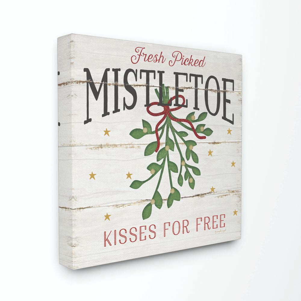 Stupell Industries Fresh Picked Mistletoe Holiday Christmas Word DesignCanvas Wall Art By Artist Jennifer Pugh
