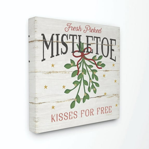 Stupell Industries Fresh Picked Mistletoe Holiday Christmas Word DesignCanvas Wall Art By Artist Jennifer Pugh