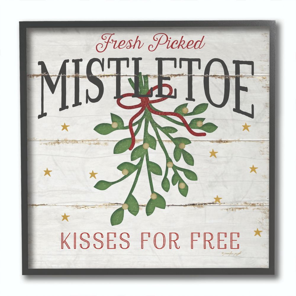 Stupell Industries Fresh Picked Mistletoe Holiday Christmas Word DesignFramed Wall Art By Artist Jennifer Pugh