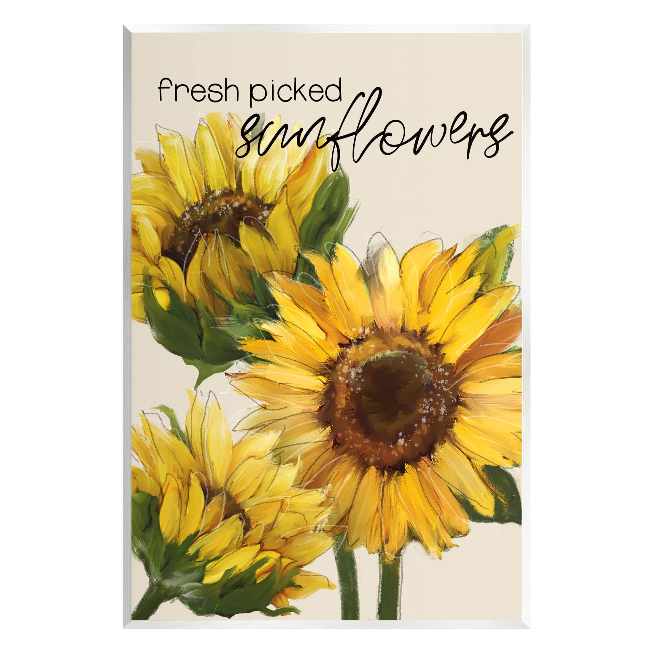 Stupell Industries Fresh Picked Sunflowers Typography Graphic Art Unframed Art Print Wall Art, Design by Conrad Knutsen