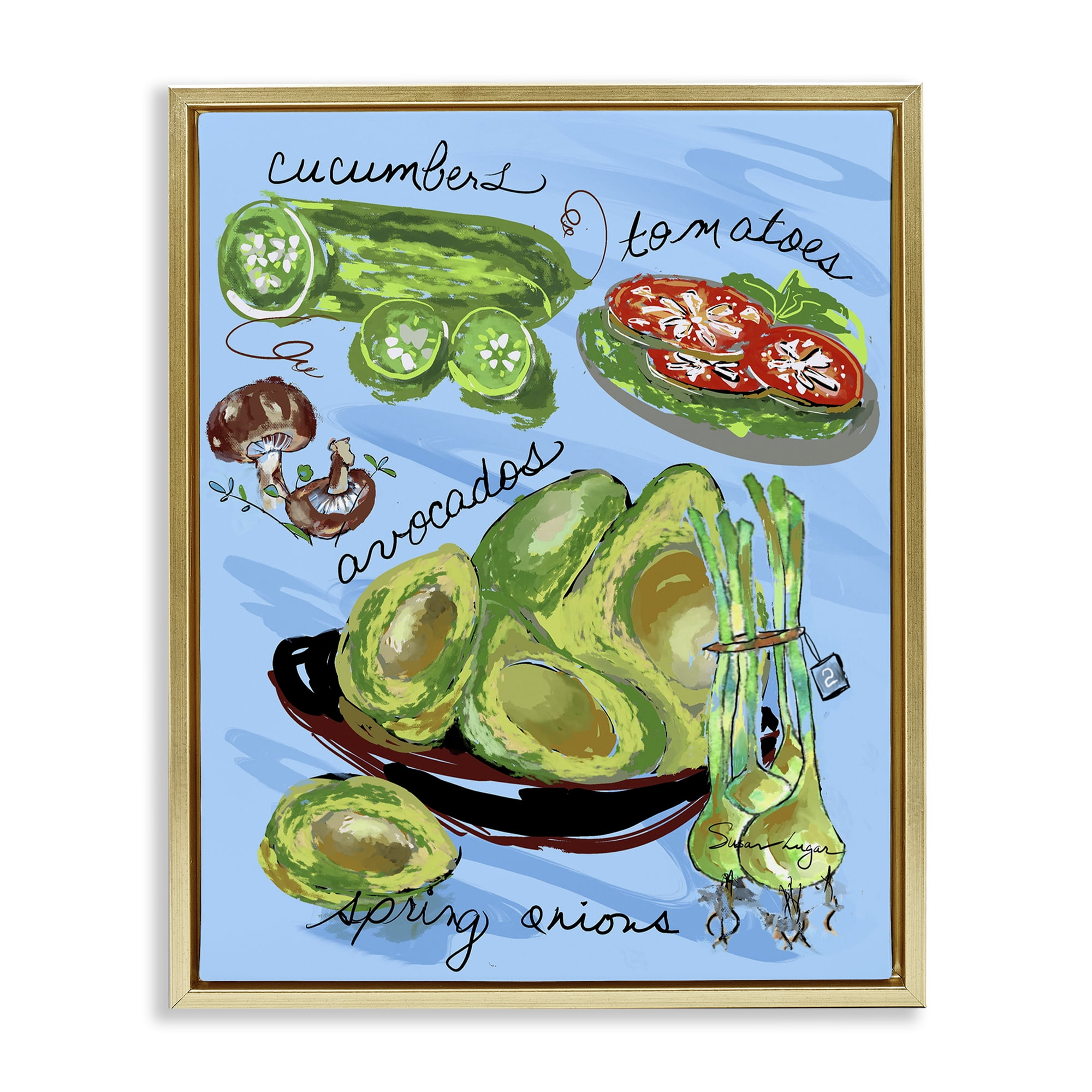 Stupell Industries Fresh Produce Collection Gold Framed Floater Canvas Wall Art, design by Susan Lugar