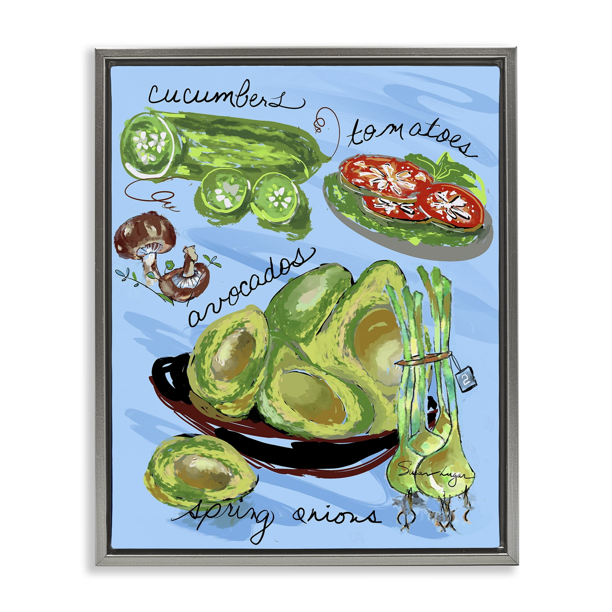 Stupell Industries Fresh Produce Collection Gray Framed Floater Canvas Wall Art, design by Susan Lugar
