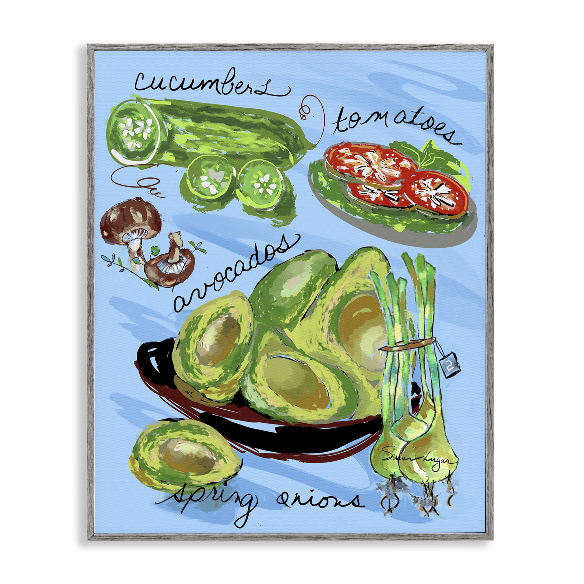 Stupell Industries Fresh Produce Collection Gray Framed Giclee Art, design by Susan Lugar