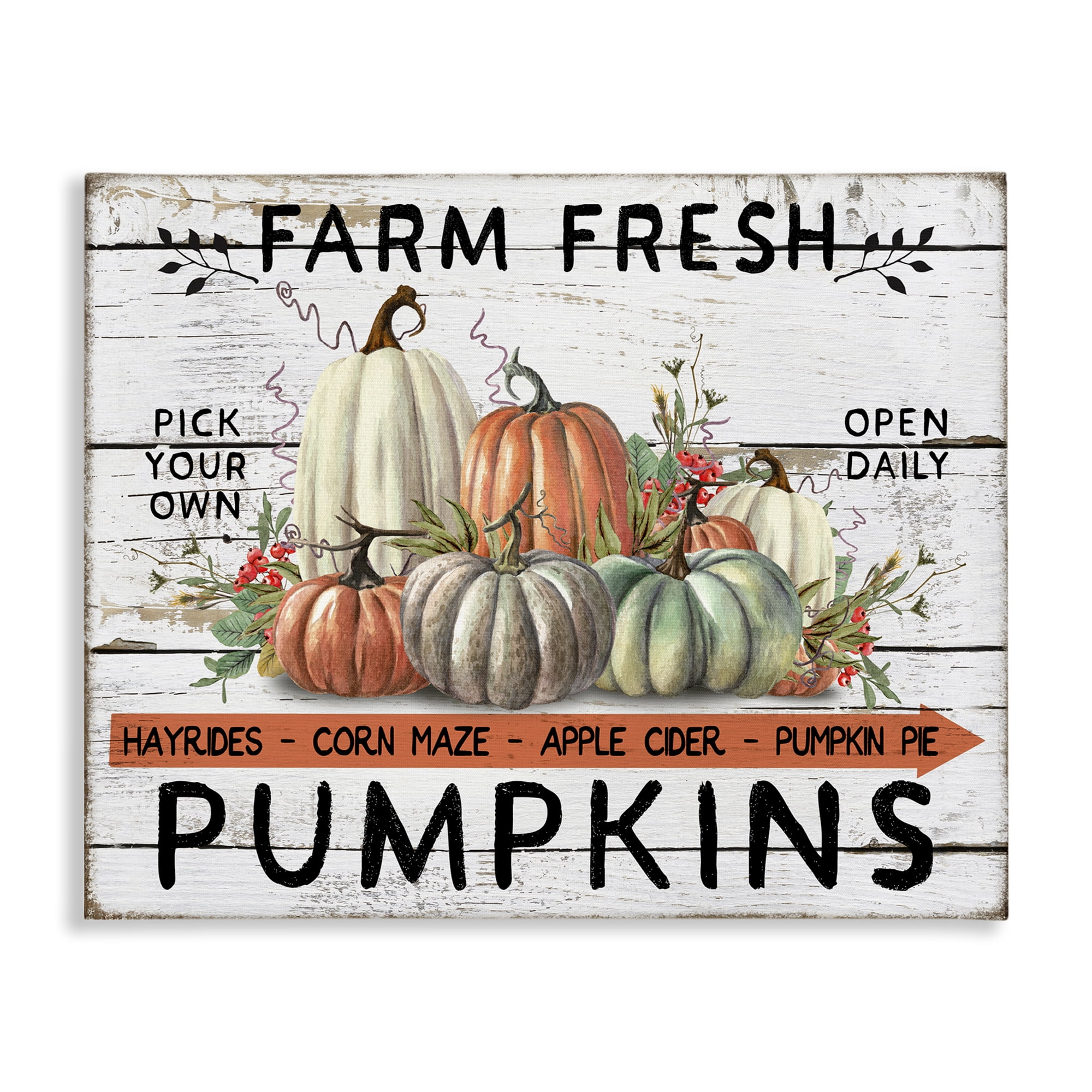 Stupell Industries Fresh Pumpkin Mound Holiday Painting Gallery Wrapped Canvas Art Prints Wall Art, 48 x 36