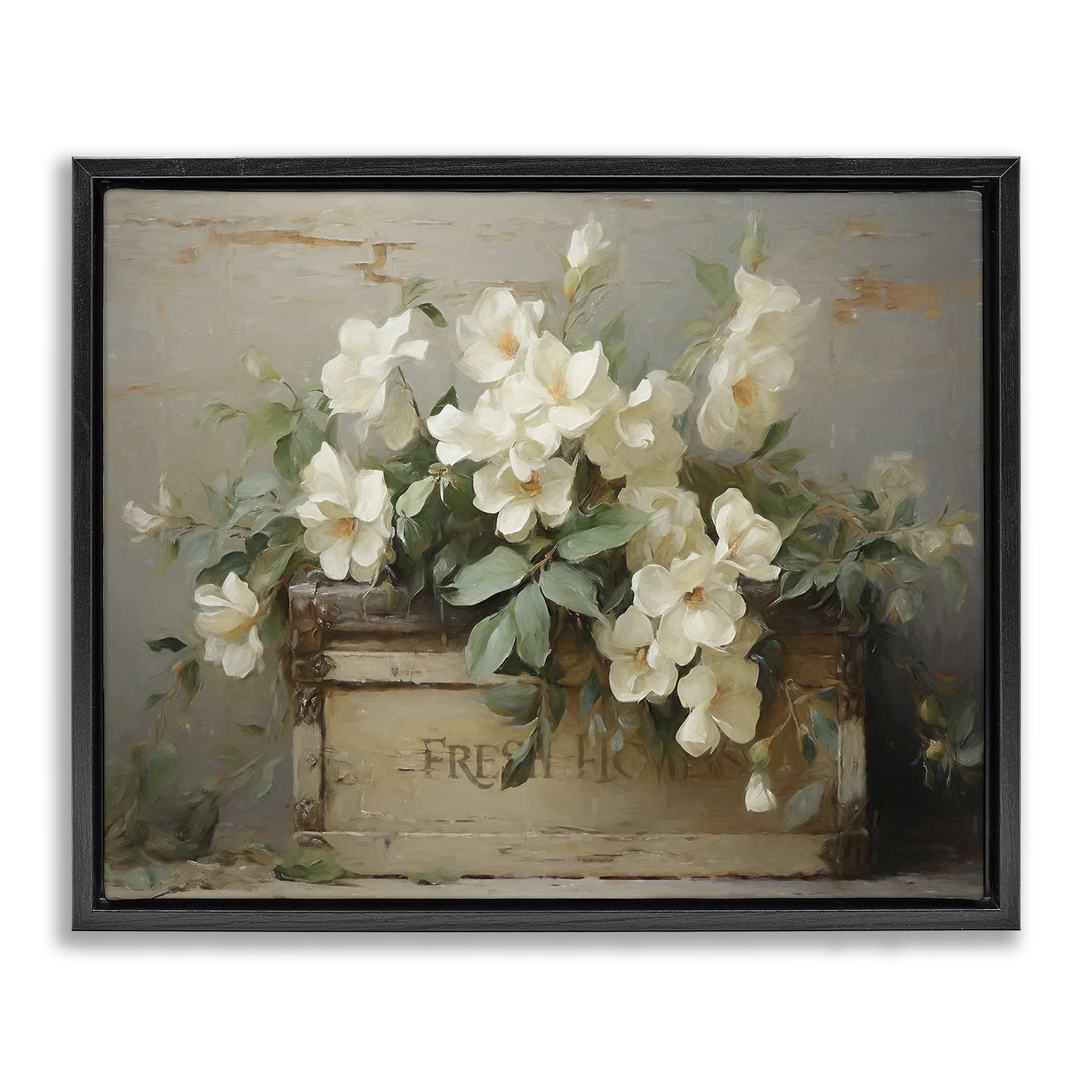 Stupell Industries Fresh Rustic Flowers Botanical & Floral Painting Black Floater Framed Art Print Wall Art, 21 x 17