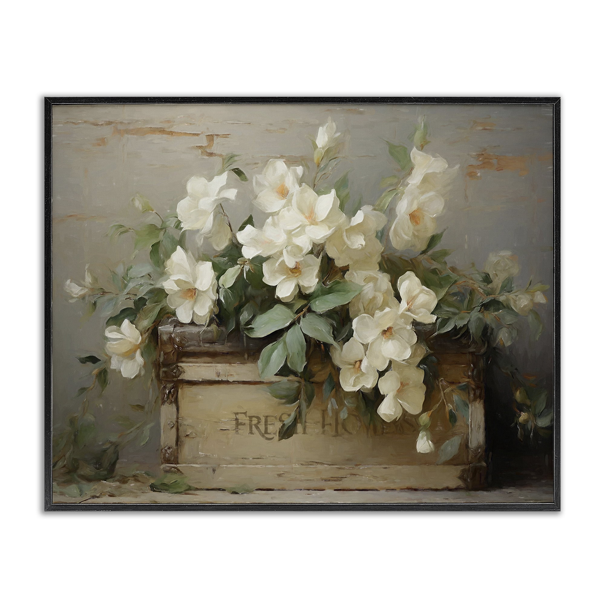 Stupell Industries Fresh Rustic Flowers Botanical & Floral Painting Black Framed Art Print Wall Art, 20 x 16