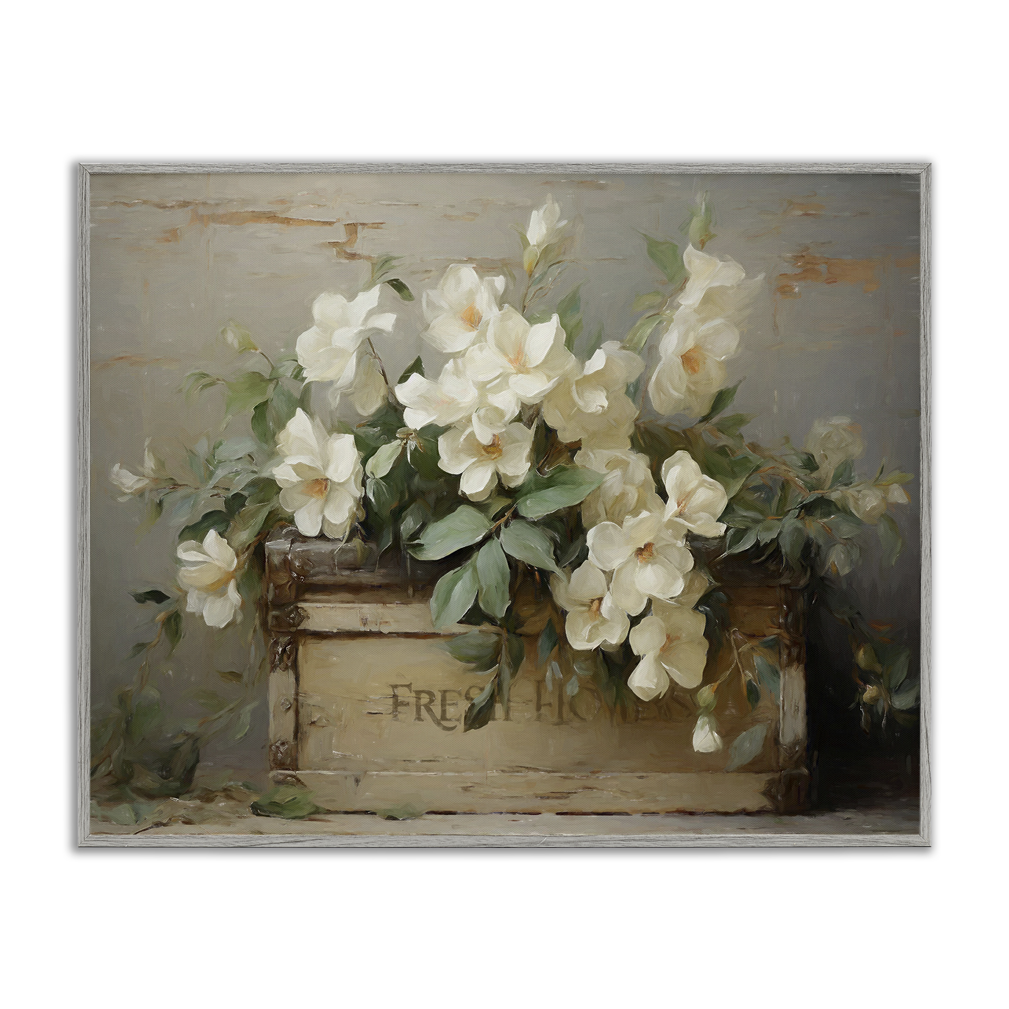 Stupell Industries Fresh Rustic Flowers Botanical & Floral Painting Gray Framed Art Print Wall Art, 30 x 24