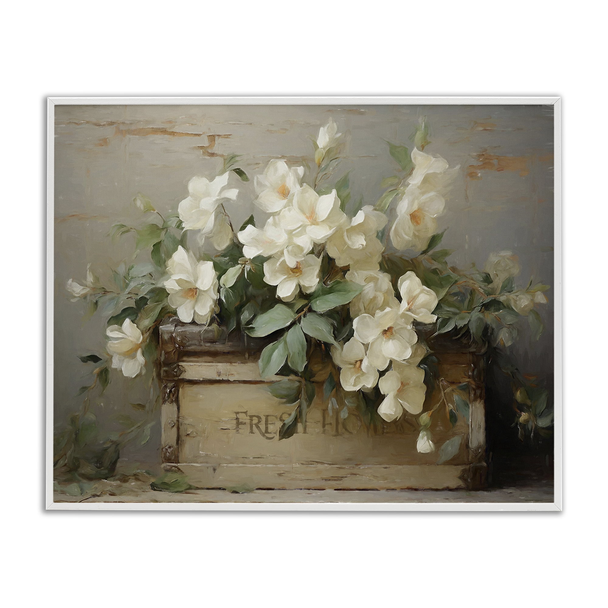 Stupell Industries Fresh Rustic Flowers Botanical & Floral Painting White Framed Art Print Wall Art, 20 x 16