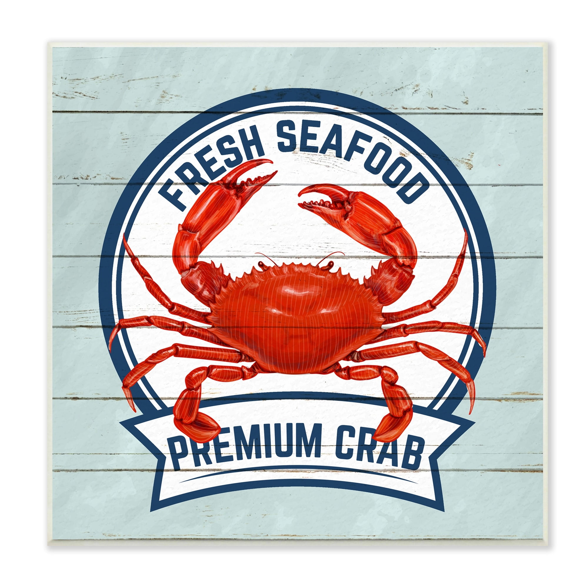 Stupell Industries Fresh Seafood Crab Sign Quote Rustic Nautical Boathouse, 12 x 12, Design by Kim Allen