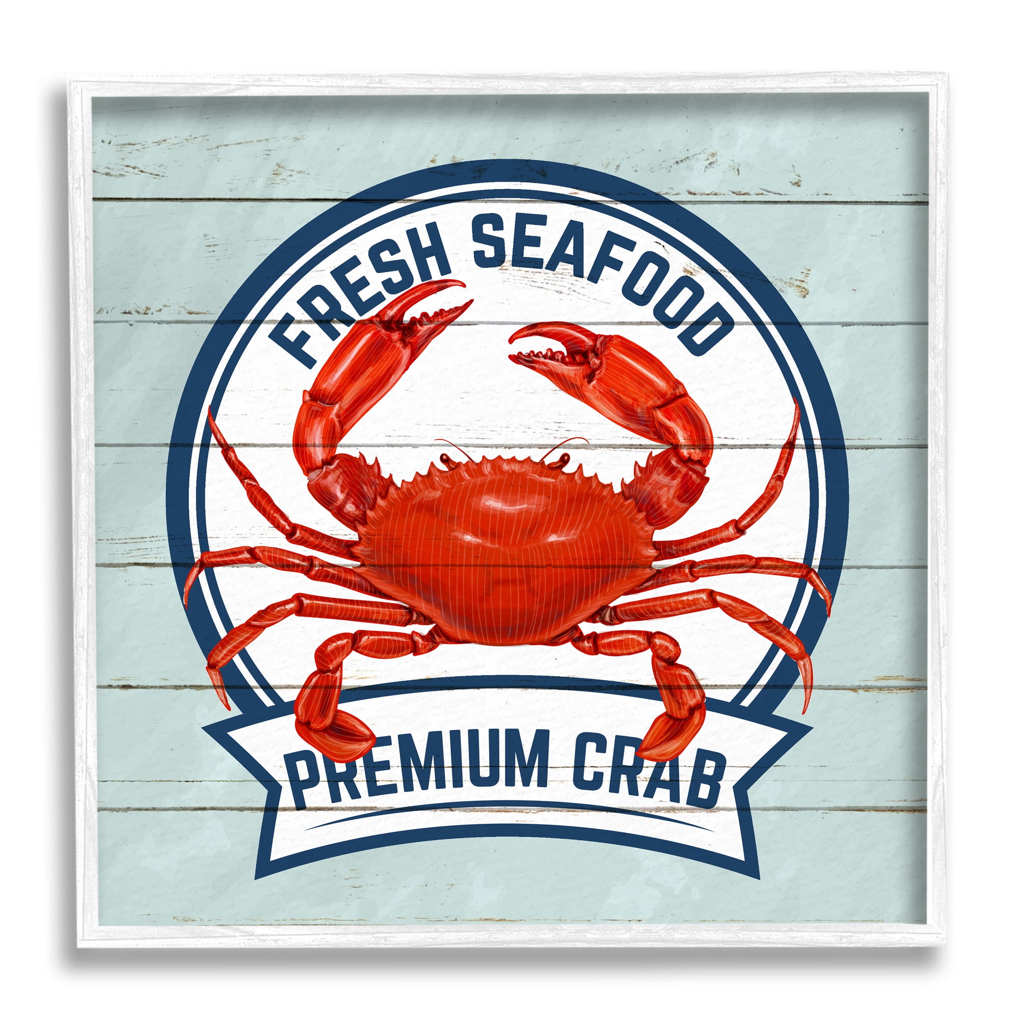Stupell Industries Fresh Seafood Crab Sign Quote Rustic Nautical Boathouse, 12 x 12, Design by Kim Allen