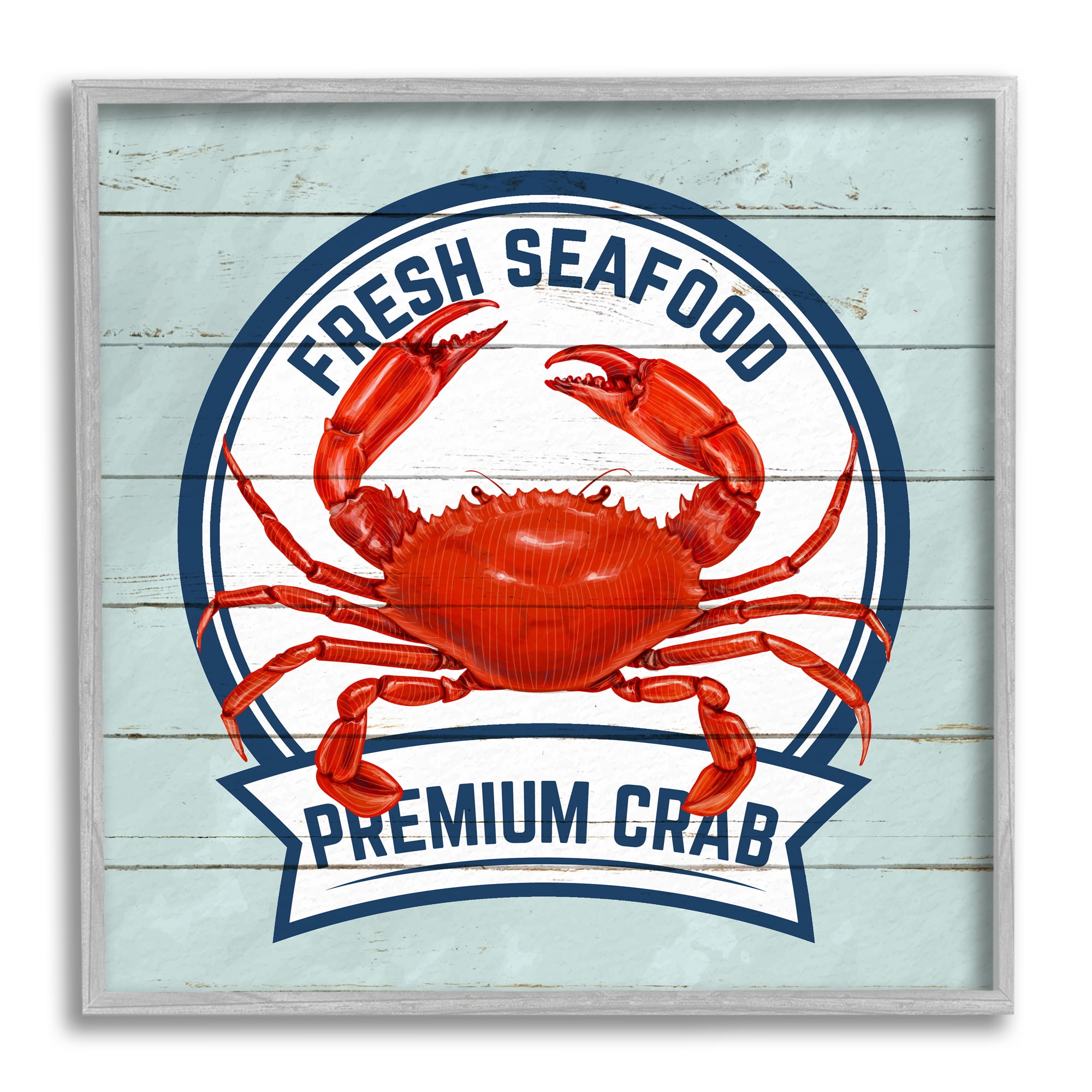 Stupell Industries Fresh Seafood Crab Sign Quote Rustic Nautical Boathouse, 17 x 17, Design by Kim Allen