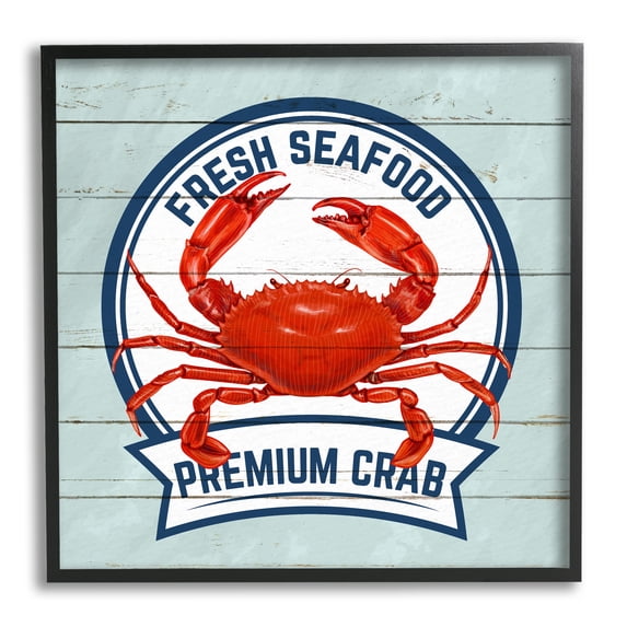 Stupell Industries Fresh Seafood Crab Sign Quote Rustic Nautical Boathouse, 24 x 24, Design by Kim Allen