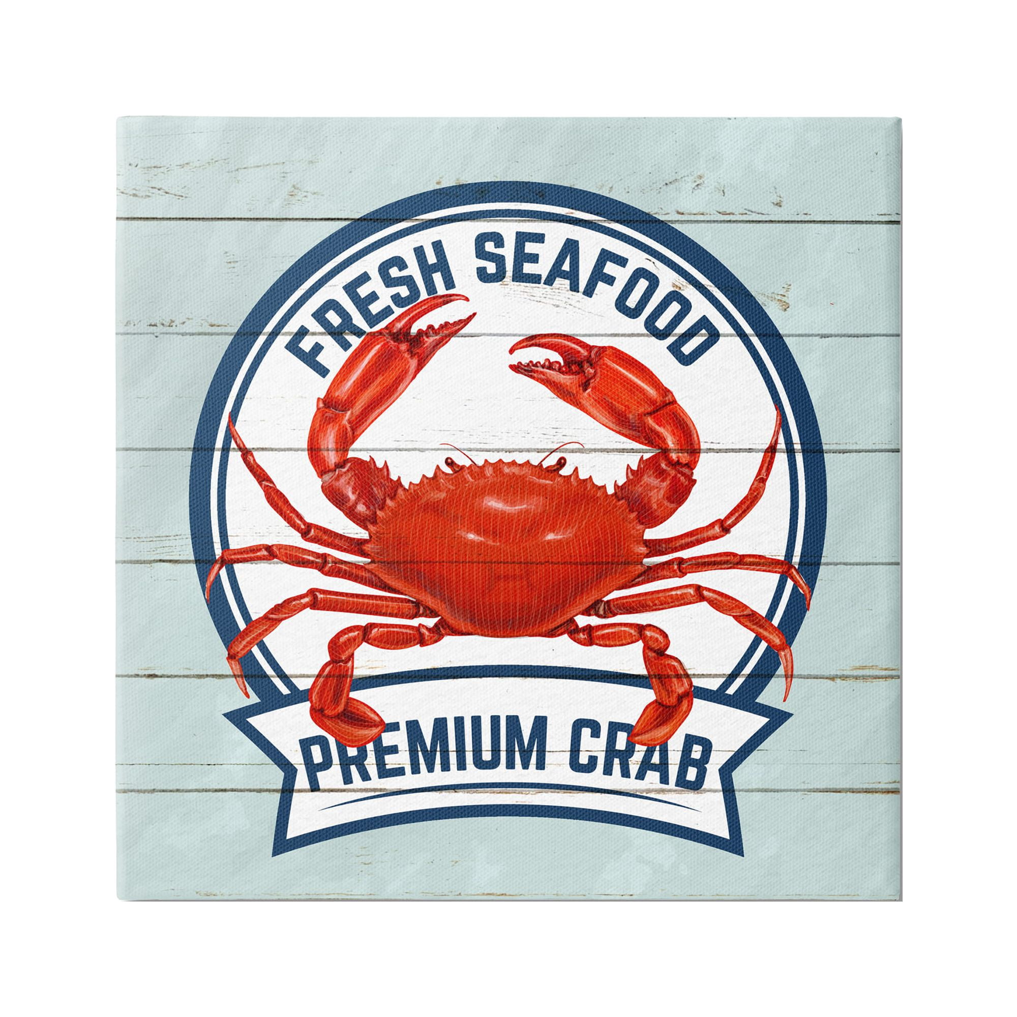 Stupell Industries Fresh Seafood Crab Sign Quote Rustic Nautical Boathouse Paintings Gallery-Wrapped Canvas Print Wall Art, 36x36, by Kim Allen