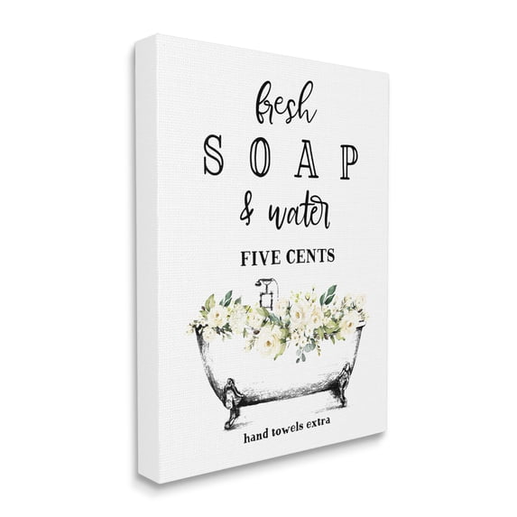 Stupell Industries Fresh Soap And Water Bath Tub Bathroom Design Canvas Wall Art by Lettered and Lined