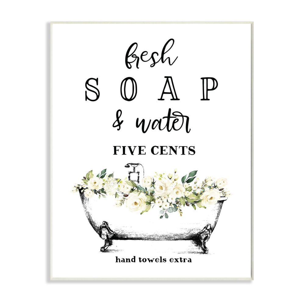 Stupell Industries Fresh Soap And Water Bath Tub Bathroom Design Wall Plaque by Lettered and Lined