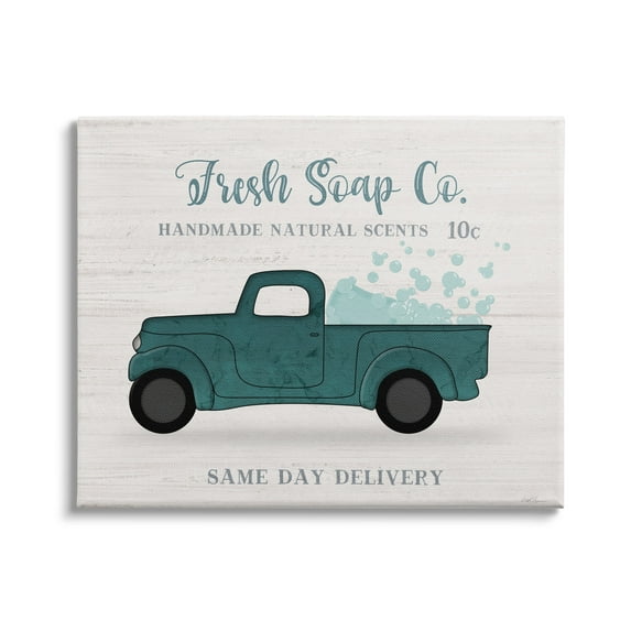 Stupell Industries Fresh Soap Co. Vintage Green Truck Bath Bubbles, 20 x 16, Design by Natalie Carpentieri