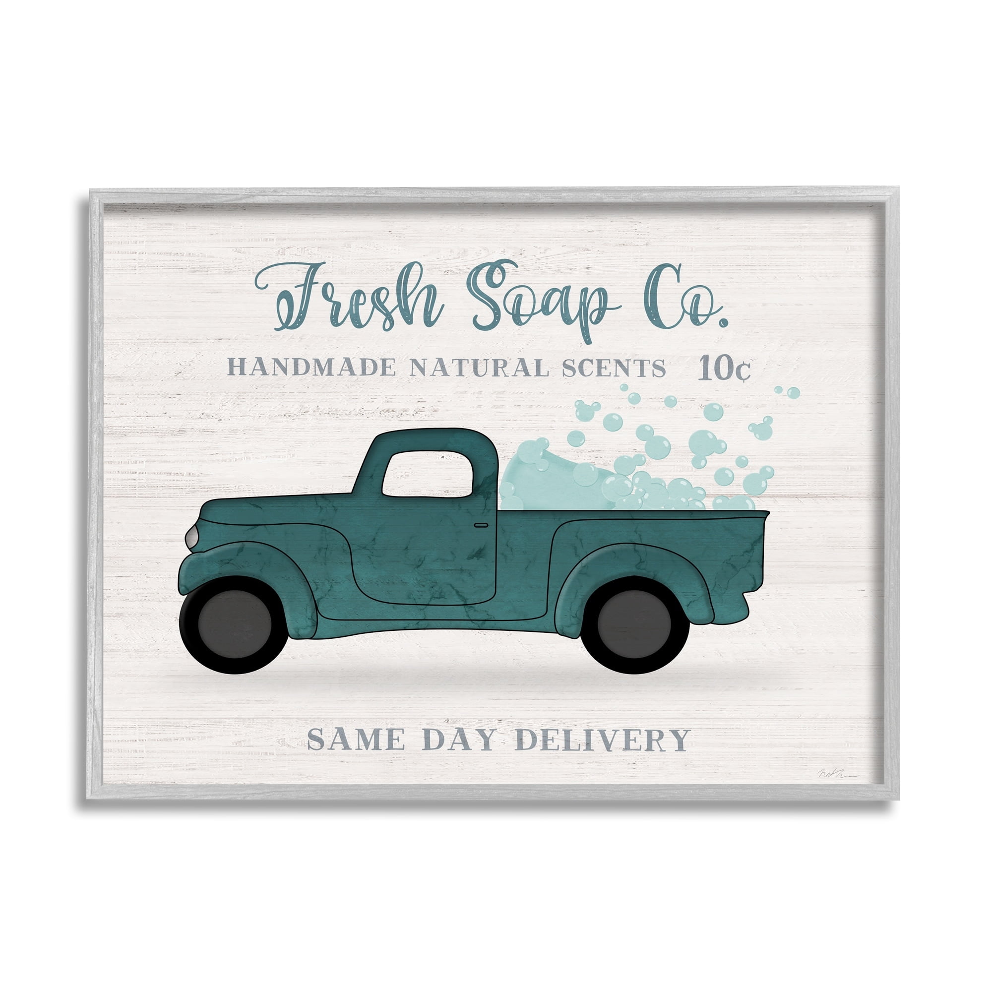 Stupell Industries Fresh Soap Co. Vintage Green Truck Bath Bubbles, 20 x 16, Design by Natalie Carpentieri