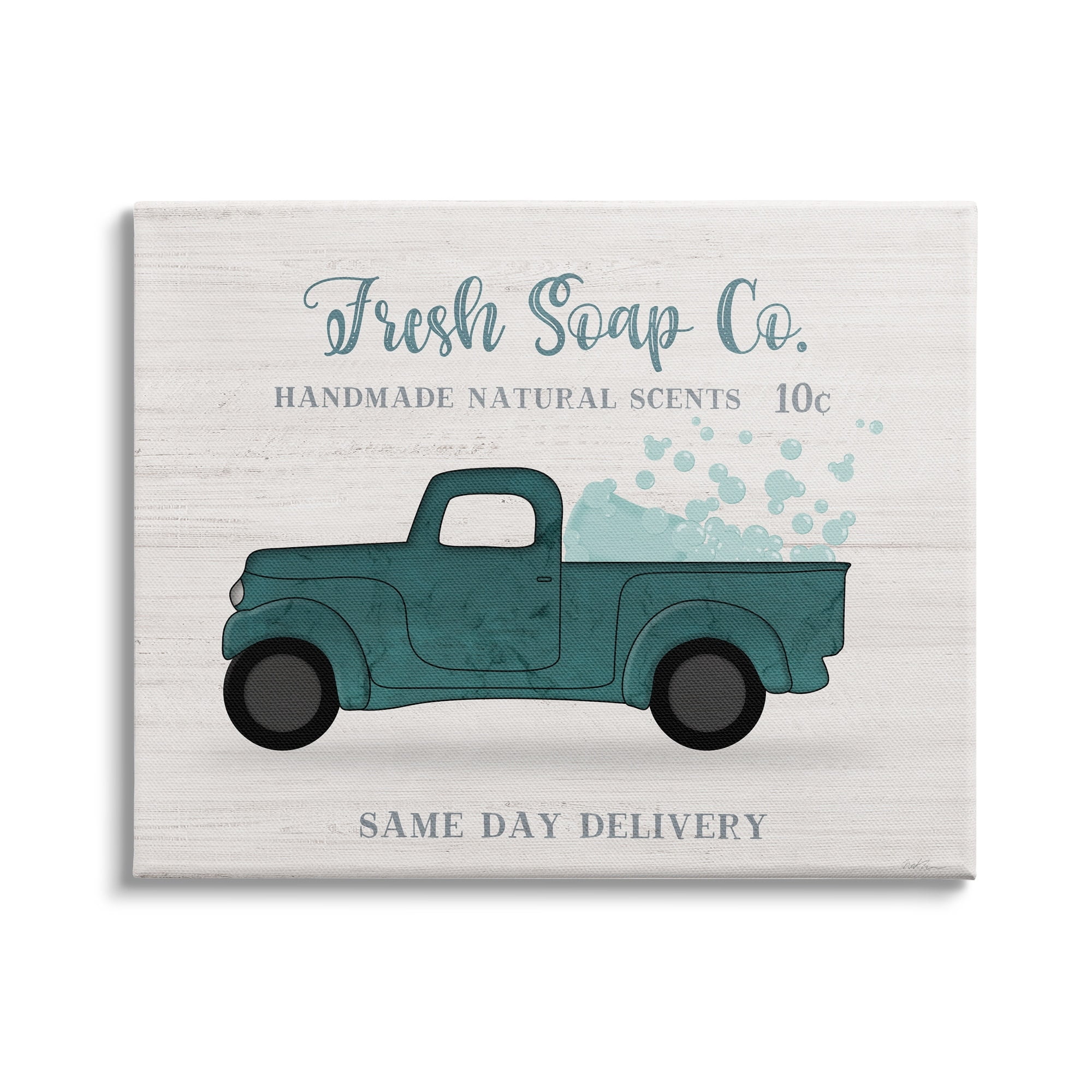 Stupell Industries Fresh Soap Co. Vintage Green Truck Bath Bubbles, 30 x 24, Design by Natalie Carpentieri