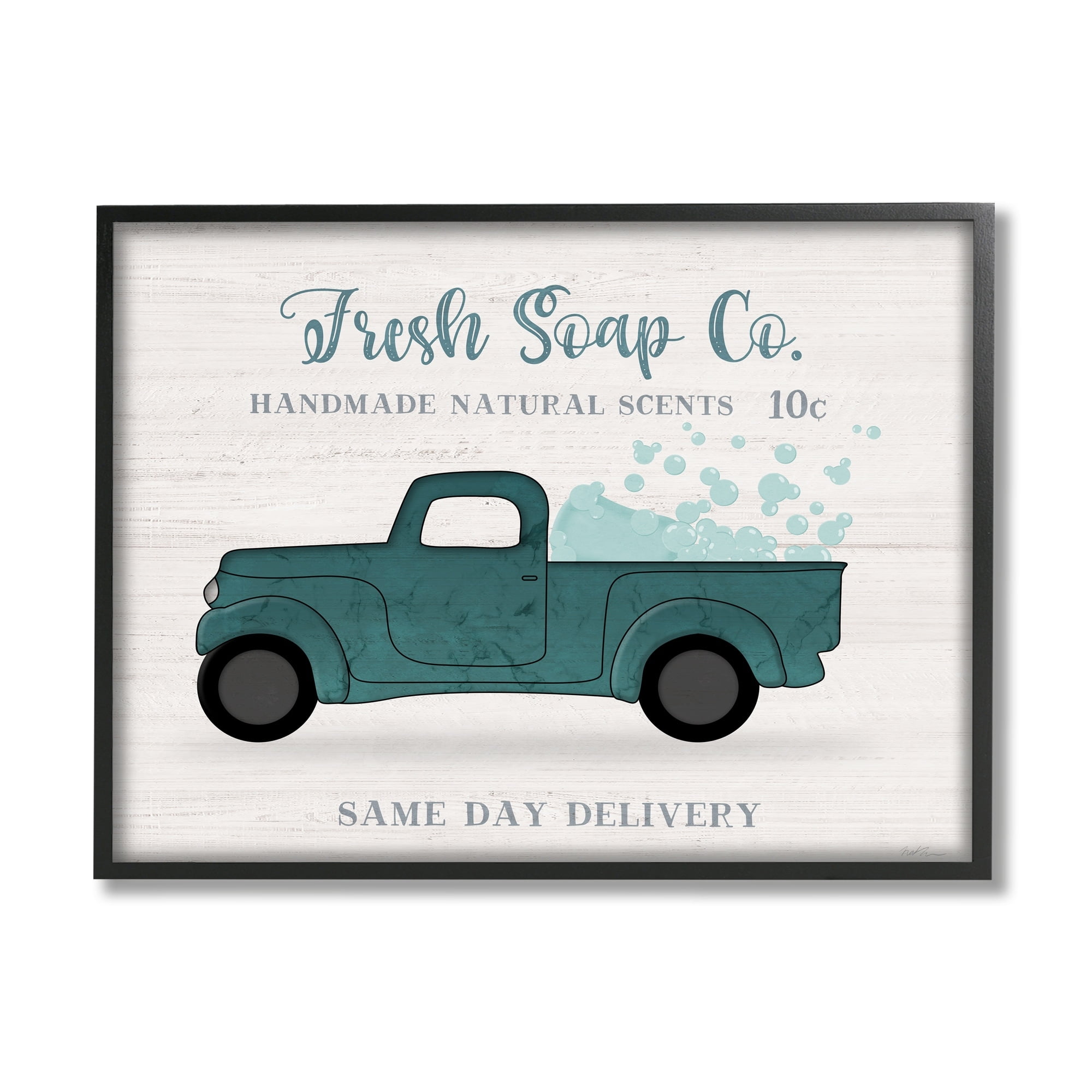 Stupell Industries Fresh Soap Co. Vintage Green Truck Bath Bubbles, 30 x 24, Design by Natalie Carpentieri