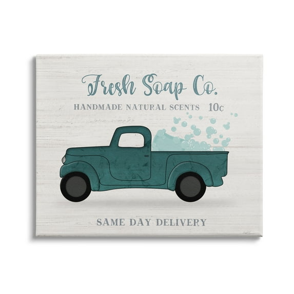 Stupell Industries Fresh Soap Co. Vintage Green Truck Bath Bubbles, 48 x 36, Design by Natalie Carpentieri