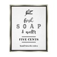 thumbnail image 1 of Stupell Industries Fresh Soap & Water Bathroom Washing Botanical Symbol Graphic Art Luster Gray Floating Framed Canvas Print Wall Art, Design by Lettered and Lined, 1 of 5