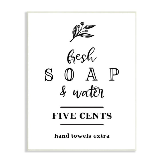 Stupell Industries Fresh Soap & Water Bathroom Washing Botanical Symbol Graphic Art Unframed Art Print Wall Art, Design by Lettered and Lined