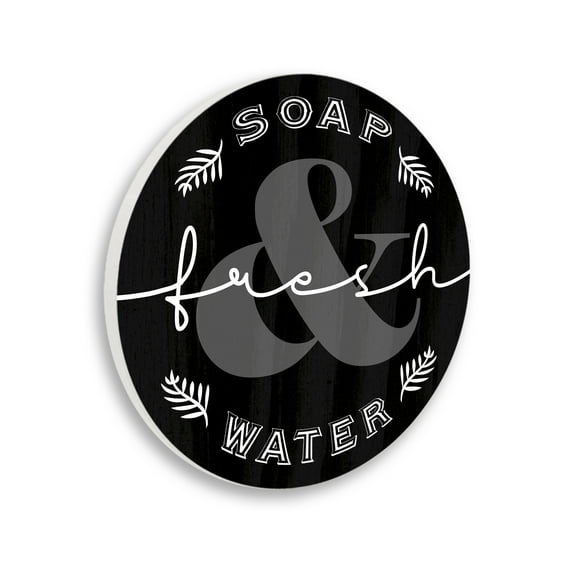 Stupell Industries Fresh Soap and Water Vintage Advertisement Black Bathroom Sign,12 x 12,Design By Lil' Rue