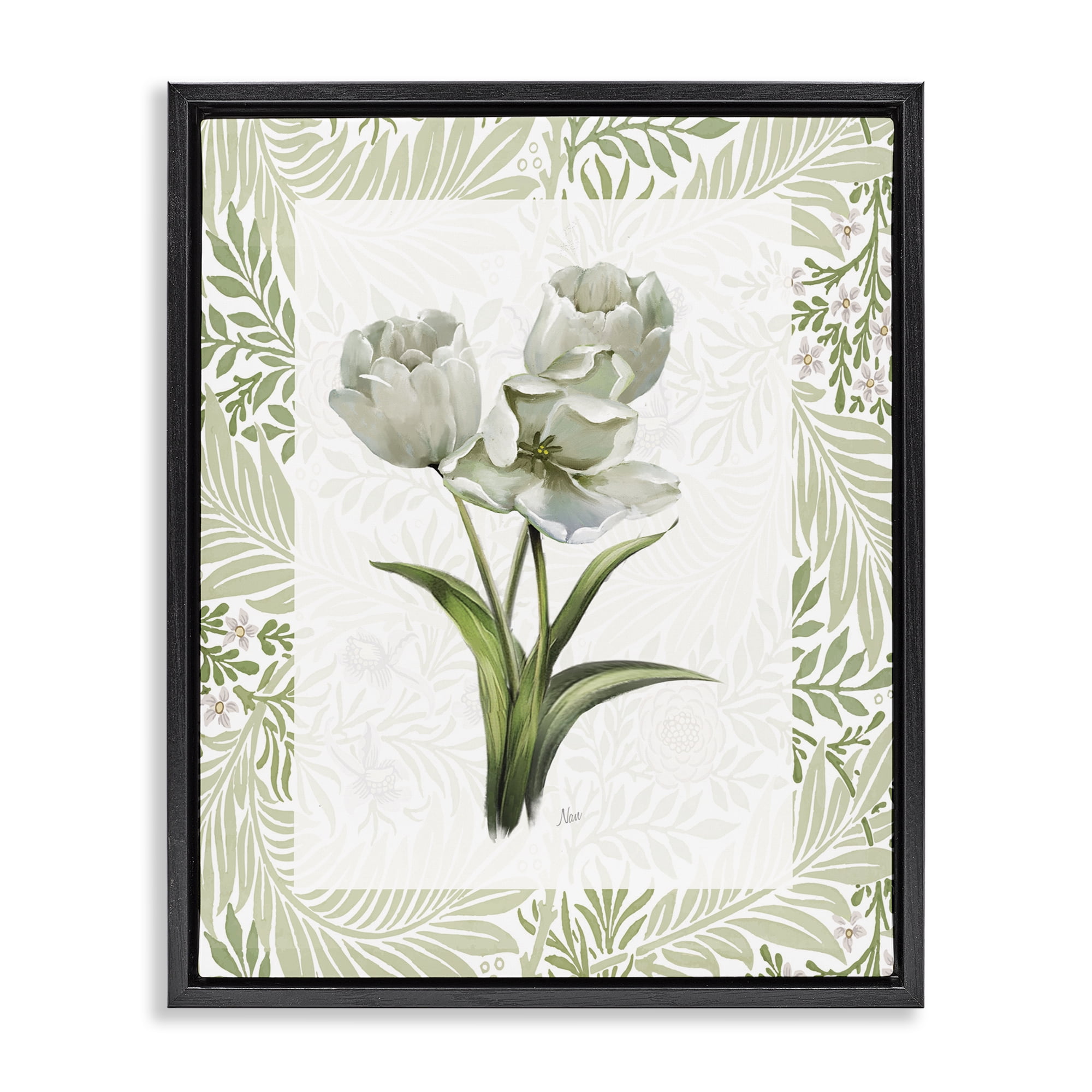 Stupell Industries Fresh Spring Tulip Bouquet Black Framed Floater Canvas Wall Art, design by Nan