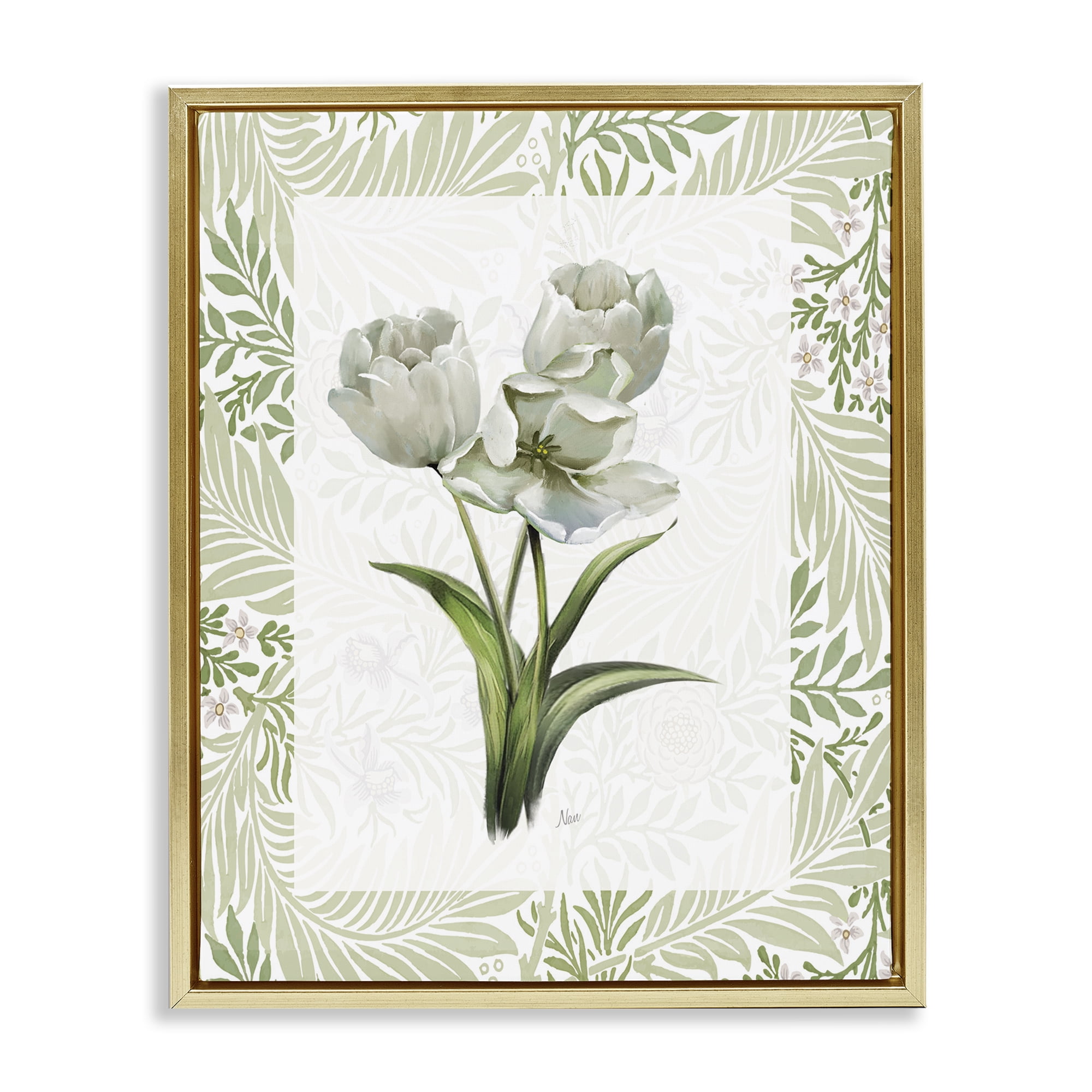 Stupell Industries Fresh Spring Tulip Bouquet Gold Framed Floater Canvas Wall Art, design by Nan